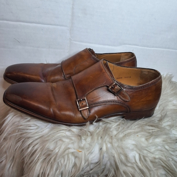 Magnanni  Brown LeatherDouble  Monk Strap Shoes 10 - Picture 1 of 12